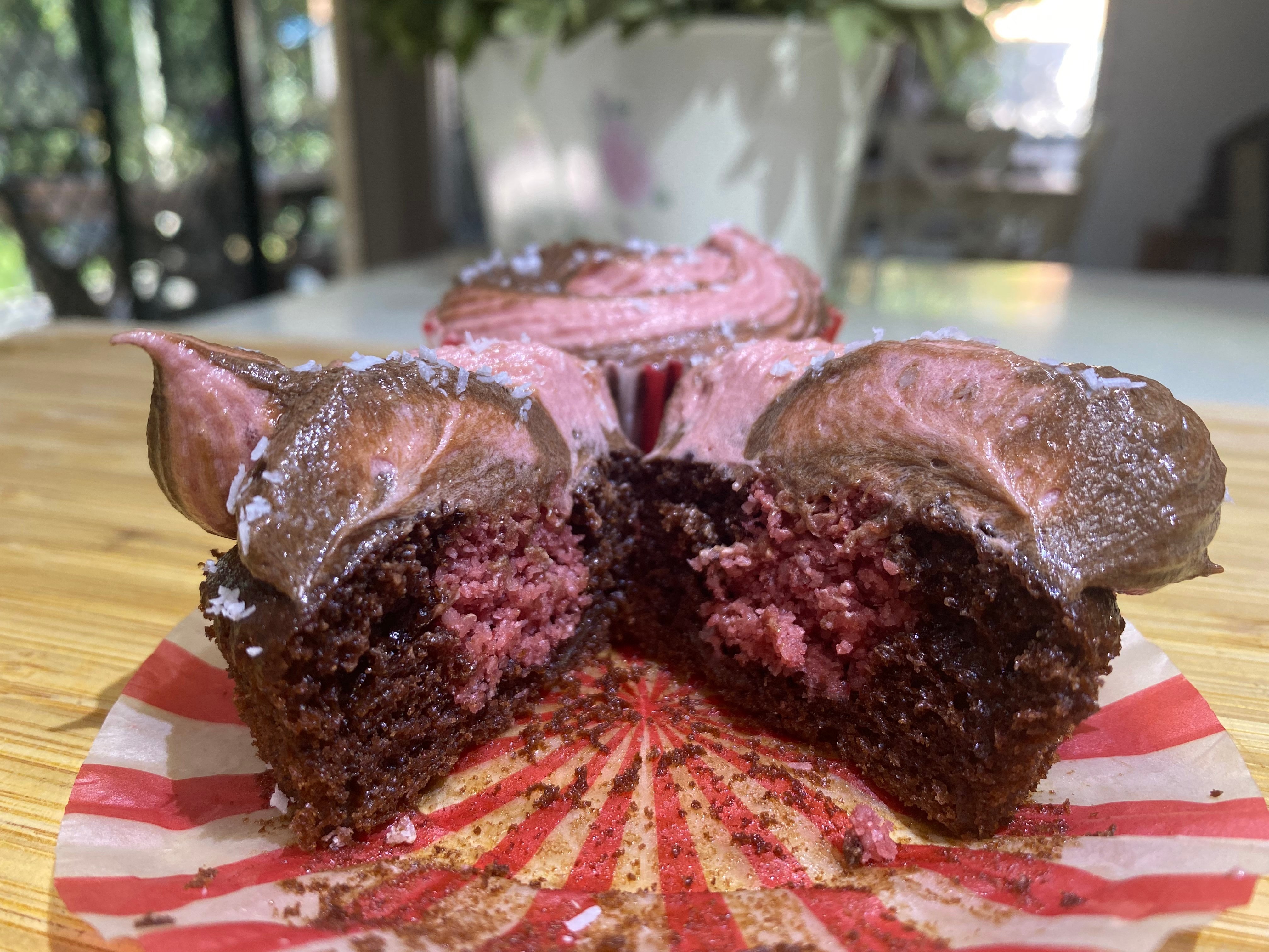 Cherry Ripe cupcake